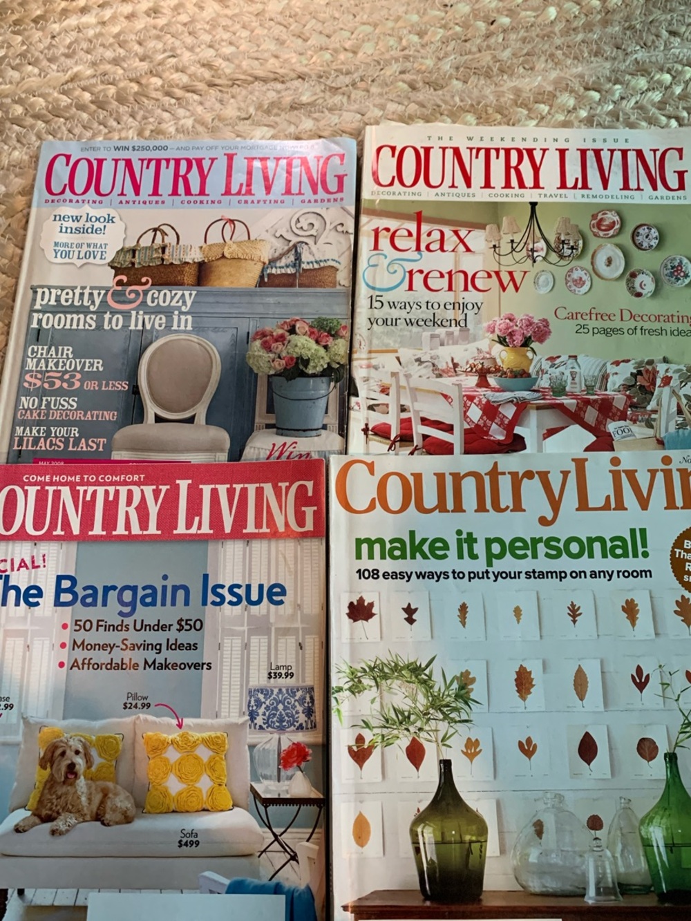 Vintage Country Living Magazines - Assorted Collection (Set of 4) 2004 - 2012